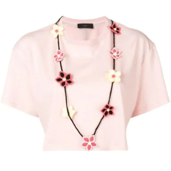 Alanui Floral Necklace T-shirt In White - Picture 2 of 8